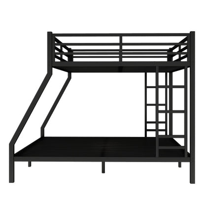 US Local Metal Queen Over King Bunk Bed For Teens And Adults,Space-Saving Noise Reduced No Box Spring Needed, Black