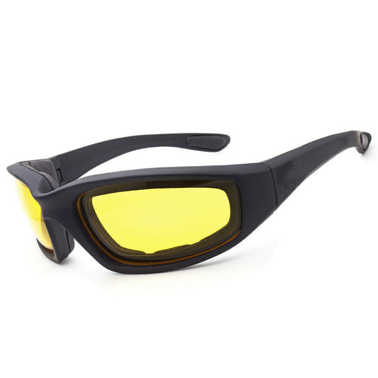 US Local Cycling Sunglasses Chopper Outdoor Sports Glasses For Men Wrap Around UV400 Protection For Fishing Night Driving Glasses Wind Resistant Yellow Lens