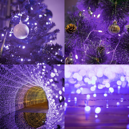 US Local 200 pcs 66ft Halloween Fairy String Lights 8 Lighting Modes Mini Plug-in String Lights Indoor And Outdoor Christmas Garden Wedding Party Decoration Purple