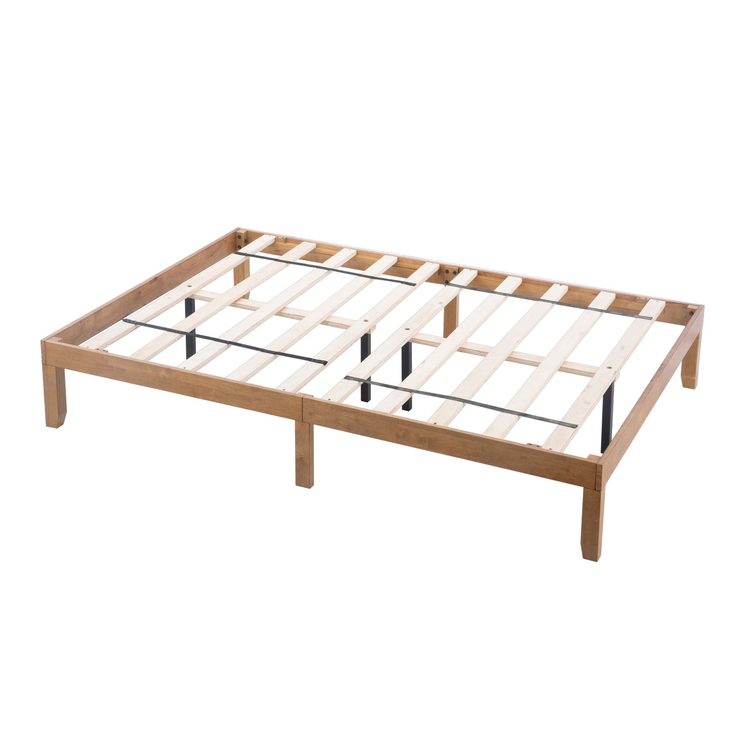 US Local Large Wooden Platform Bed Frame, No Spring Box Required, Solid Wood Batten Support, Easy To Assemble