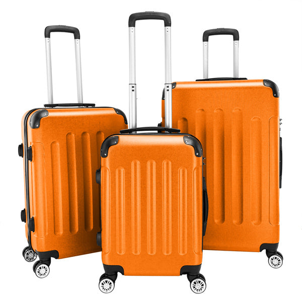 US Local 3-in-1 ABS Trolley Case 20 Inches, 24 Inches, 28 Inches Orange