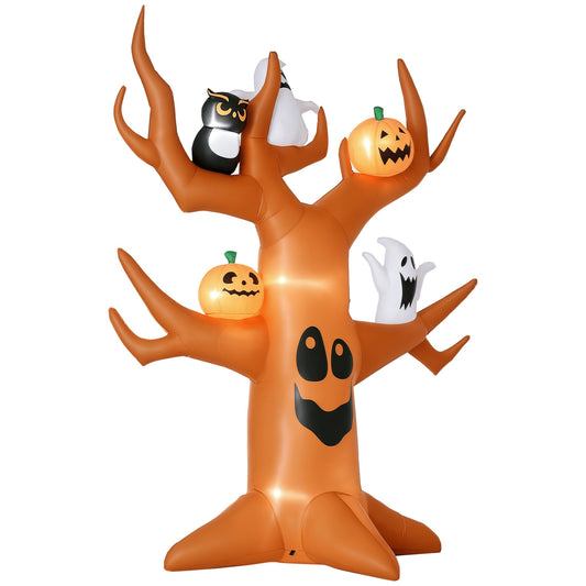 CA Local 9ft Inflatable Halloween Haunted Tree With Pumpkins, Ghosts And Cat, Blow-Up Outdoor LED Yard Display For Garden, Lawn, Party, Holiday