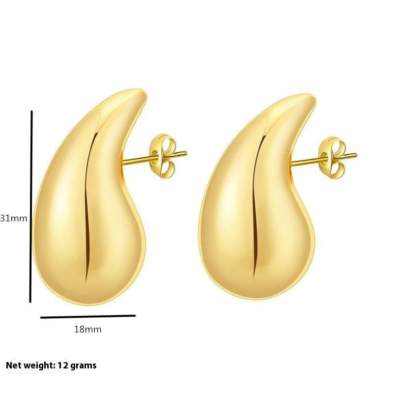 European And American Stainless Steel Hollow Affordable Luxury Style Water Drop Earrings Women