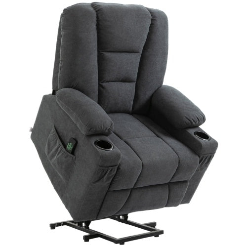 UK Local HOMCOM Electric Riser Recliner Armchair Oversized Chair With Cup Holder  Side Pockets For Elderly In Living Room, Charcoal Grey