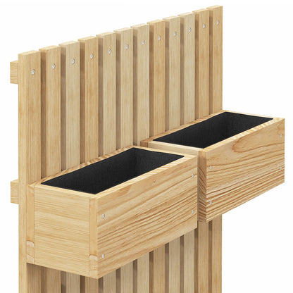 US Local 5 Box Raised Garden Bed Trellis For Climbing Plants, Wall-Mounted Wood Planters Drainage Holes, Natural