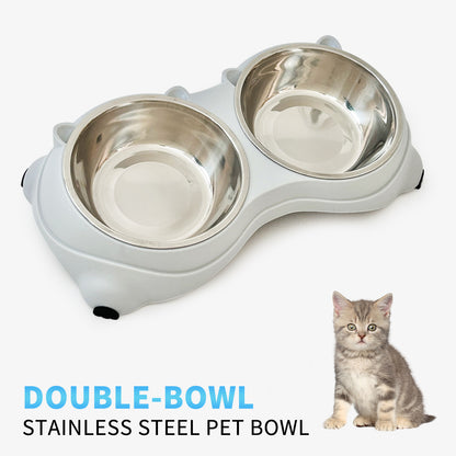 US Local Double Stainless Steel Pet Bowl Set, Macaron Colors, Non-Slip Base And Easy To Clean For Cats And Dogs, Indoor And Outdoor Use
