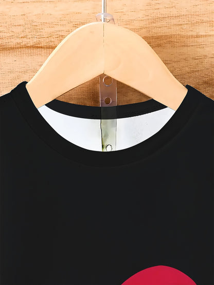 3D Santa Claus Hat Printed Men's T-shirt - Casual Polyester Knitted Fabric, Round Neck, Regular Style, Novel Holiday Clothing - Suitable For Christmas, Halloween, Thanksgiving Gifts