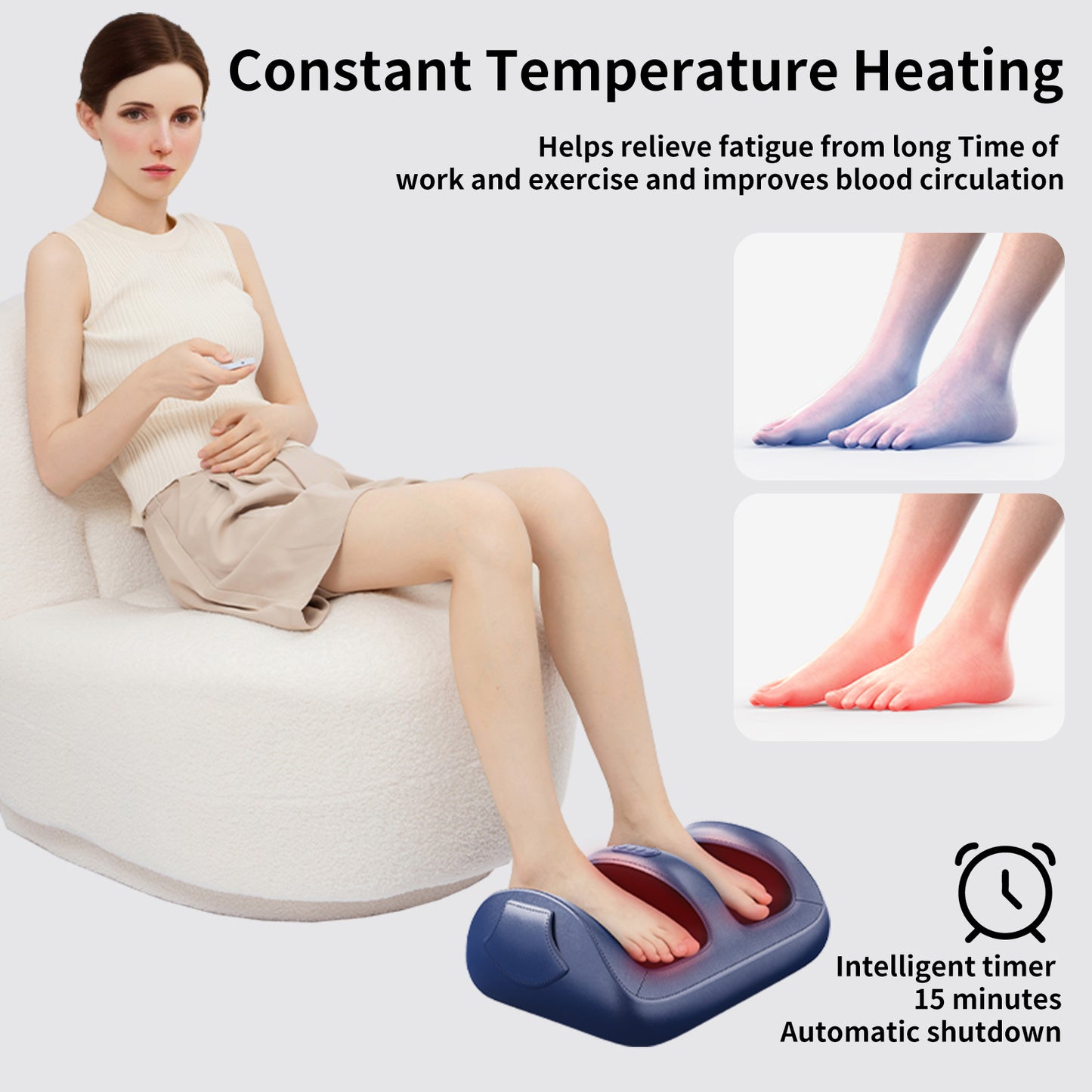US Local Intelligent Foot Massager With 3D Air Cushion Massage, Constant Temperature Heating, 15-minute Automatic Timer, Low Noise Design. Ideal For Relaxation In The Office Or At Home