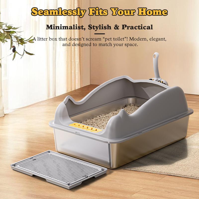 US Local Large Stainless Steel Cat Litter Box