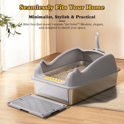US Local Large Stainless Steel Cat Litter Box