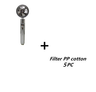 US Local Propeller Driven Shower Head With Stop Button And Cotton Filter Turbocharged High Pressure Handheld Shower Nozzle