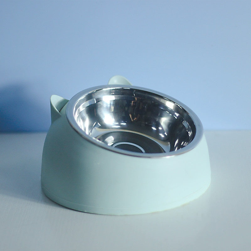 US Local Stainless Steel Dog Bowl Double Bowl Cervical Protection Oblique Mouth Hot Pet Food Basin Supplies