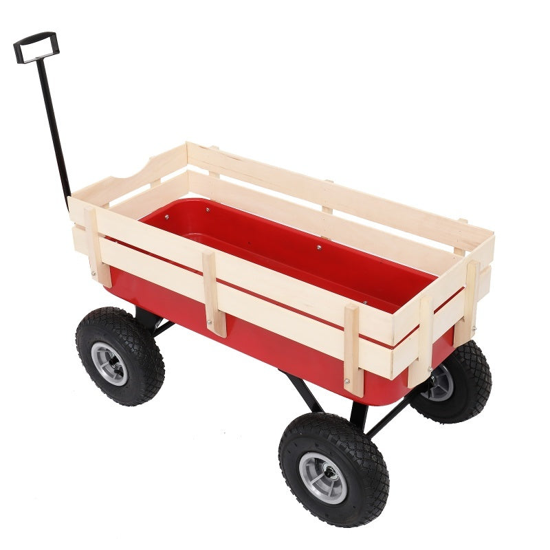 US Local Iron Wood Garden Cart With Four Wheels