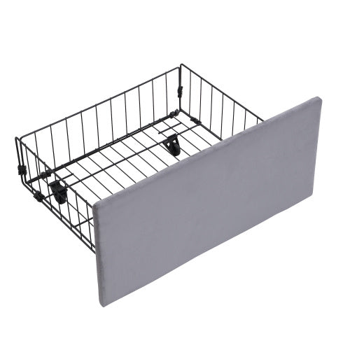 UK Local Upholstered Bed,Double Bed-4ft6  135x190cm  Hydraulic Bed, Three Drawers, Bed Box For Storage, Slatted Frame With Headboard, Without Mattress, Velvet, Grey
