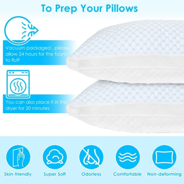 US Local 1 Pc Shredded Memory Foam Pillow Adjustable Cool Pillow With Extra
