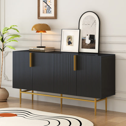 US Local Modern And Elegant 4-door Sideboard Buffet Cabinet With Gold Metal Handle
