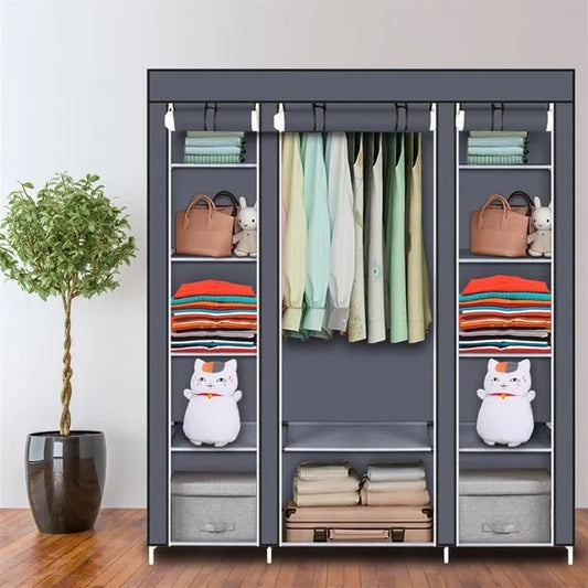 US Local 69 Portable Clothes Closet Wardrobe Storage Organizer With Non