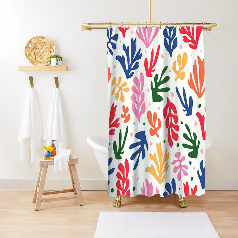 Bathroom Fashion Green Plant Print Waterproof Anti-mildew Shower Curtain