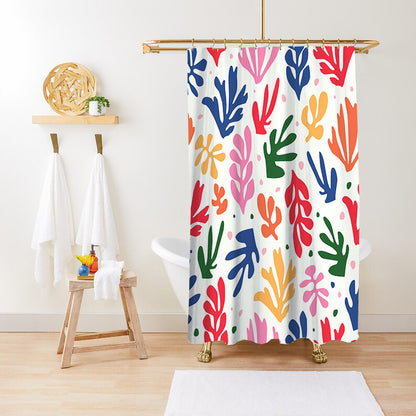 Bathroom Fashion Green Plant Print Waterproof Anti-mildew Shower Curtain