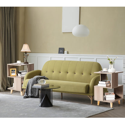 US Local 2 Pieces Wooden Modern Nightstand Set With Legs For Living Room