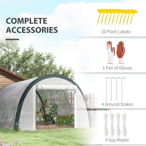 UK Local Outsunny 4 X 3m Walk-In Tunnel Greenhouse, With Accessories - White
