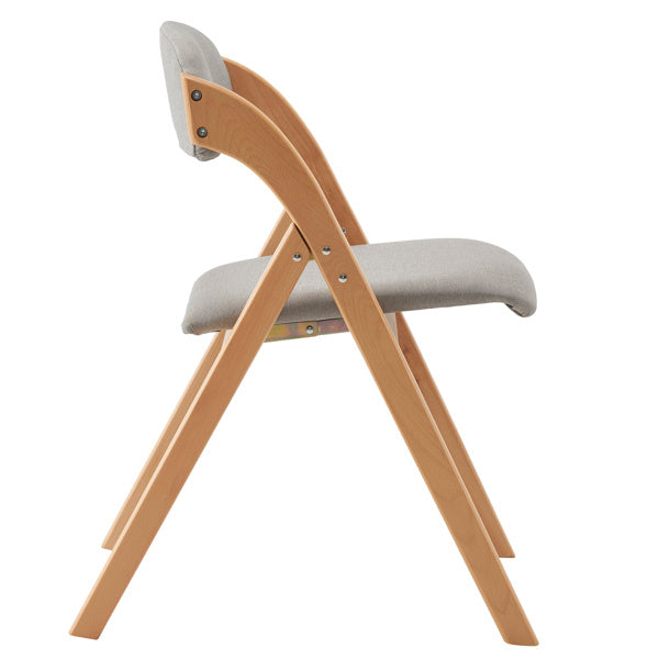 US Local 2pcs Solid Wood Folding Backrest Curved Beige Cushion Wood Colour Exhibition Chair 54X47X81cm Rubberwood