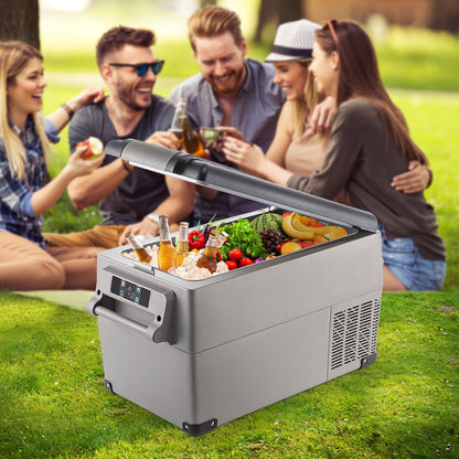 US Local Portable Refrigerator 37 Quart(35 Liter),12 Volt Refrigerator App Control(-4¨H~68¨H), Car Refrigerator Dual Zone With 12/24v DC & 110-240v AC For Camping, Travel, Fishing, Outdoor Or Home Use