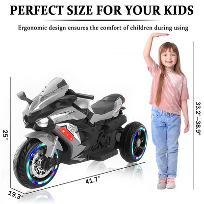 US Local Motorcycle For Kids, 12V Electric Ride On Motorcycle For Brithday Gifts, Kids Motorcycle With LED Lights, Music