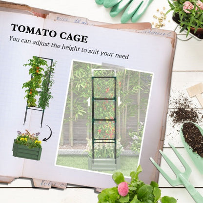 US Local Outsunny Galvanized Raised Garden Bed, 24 X 24 X 11.75 Outdoor Planter Box With Trellis Tomato Cage And Open Bottom For Climbing Vines, Vegetables, Flowers In Backyard, Garden, Patio, Green