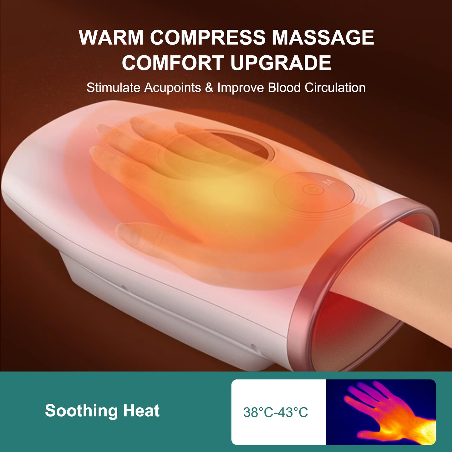 US Local 3-Speed Hand Massager With Heat, Air Compression & 30-Min Timer, Portable & Relaxing