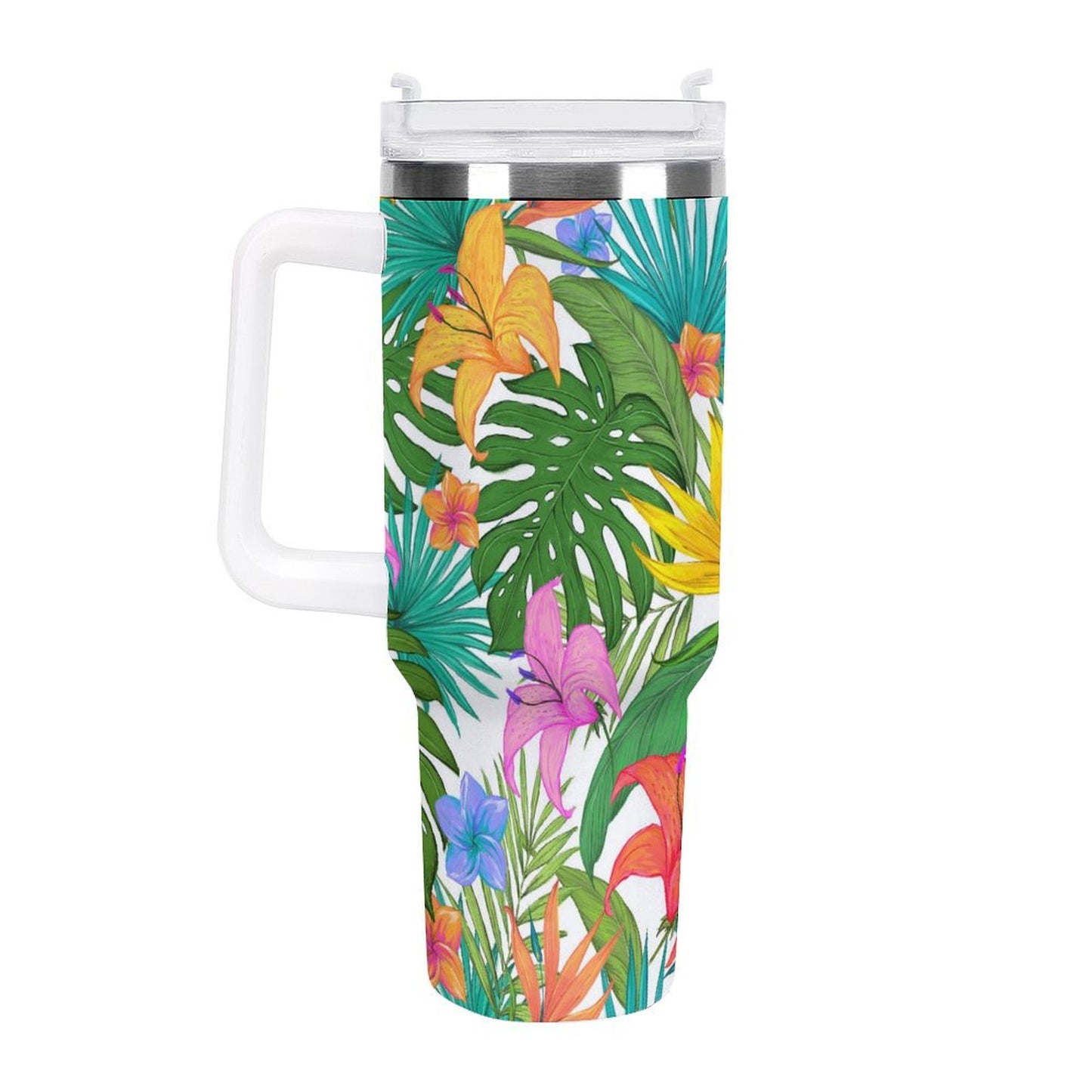 PHDT00218 POD US Local Tumbler 40oz Large Capacity Car Cup Summer Tropical, Green