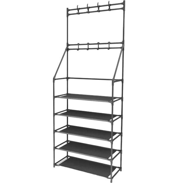 US Local Five-tier Shoe And Hat Racks With 8 Hooks