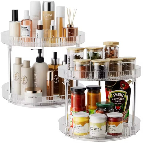 US Local Double-layer Turntable Rotating Spice Rack Organization Spinning Organizer