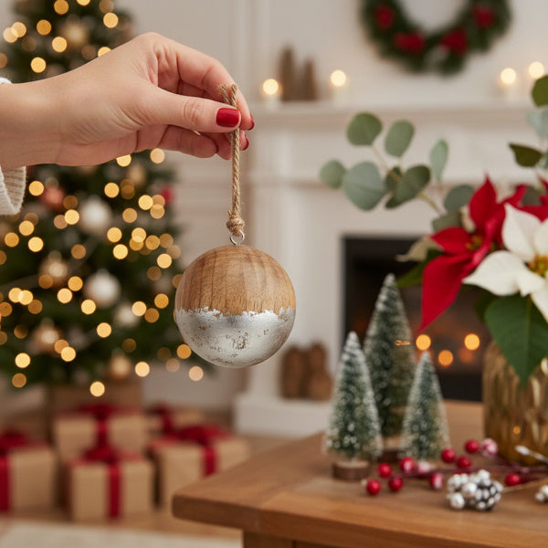 US Local 4 PCS Set Christmas Hanging Ball Ornaments Wooden Tree Decorations Festive Holiday Party Decor Xmas Tree Accessories FBA Shipment