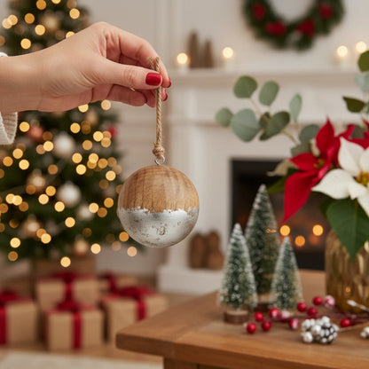 US Local 4 PCS Set Christmas Hanging Ball Ornaments Wooden Tree Decorations Festive Holiday Party Decor Xmas Tree Accessories FBA Shipment