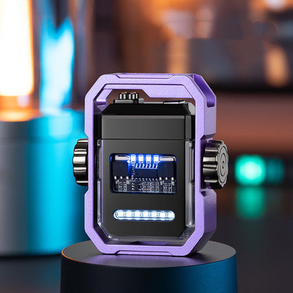 Pulse Lighter Double Arc Outdoor Windproof Type-C Charging Electric Lighter Mechanical Alloy Rotary Gyroscope Decompression Tool