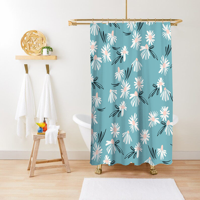 Bathroom Fashion Green Plant Print Waterproof Anti-mildew Shower Curtain