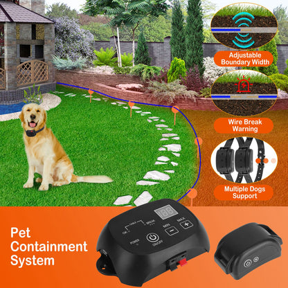 US Local 1Set Dog Fence System Pet Containment System With One Hundred Adjustable Levels IPX7 Waterproof Rechargeable Receiver Underground Fence For Small Medium Large Dog