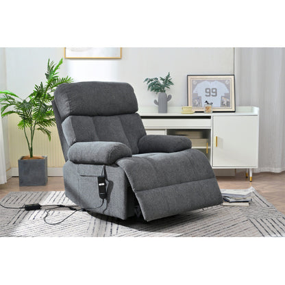 US Local Oversized Power Lift Recliner Chair For Elderly, Electric Fabric Recliner Chair For Seniors, Home Theater Seating,Reclining Sofa Chair With Remote Control,Side Pocket ,Spacious SeatDark Gray