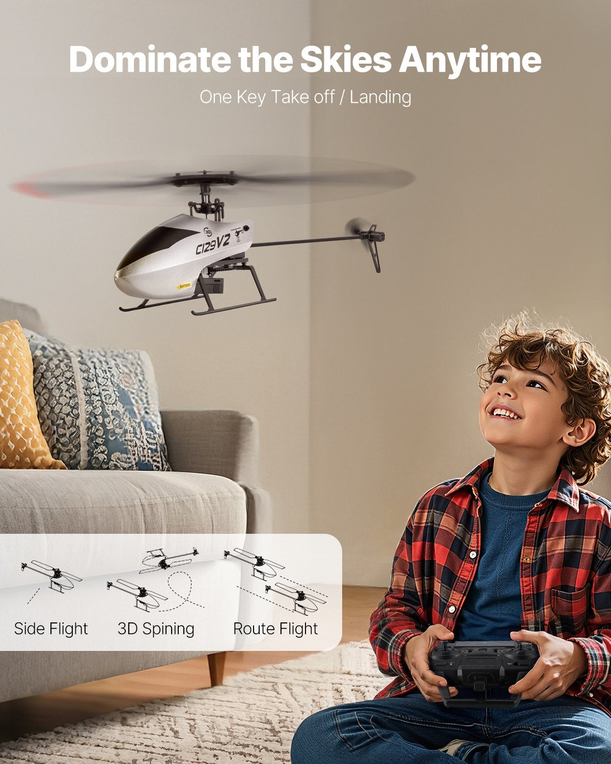 US Local RC Helicopter 4 Channel Remote Control Aircraft Toy 39 Min Flight Kids Present