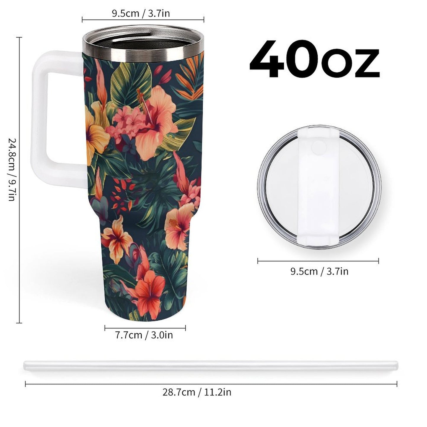 PHDT00387 POD US Local Tumbler 40 oz Large Capacity Car Cup Hibiscus, Tropical