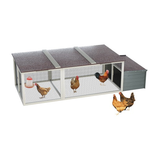 US Local 20.93ft  Large Wooden Chicken Coop Outdoor Hen House With Nesting Box  Weatherproof Asphalt Roof Walk In Poultry Cage With Secure Locks Metal Mesh Run For  Farm Use