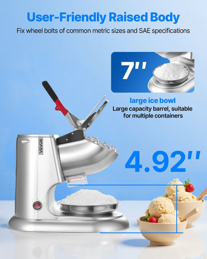 US Local Commercial Ice Crusher 220LBS H Electric Snow Cone Maker Shaved Ice Silver