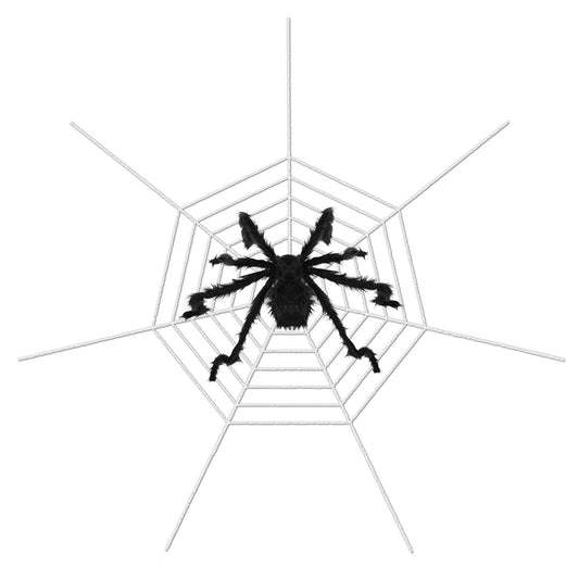 1Pc Halloween Decorations Spider Outdoor 49inch Halloween Spider With 126 Inch Tarantula Mega Spider Web Hairy Poseable Scary Spider Outdoor Yard Creepy Decor Spider Stretch Cobweb