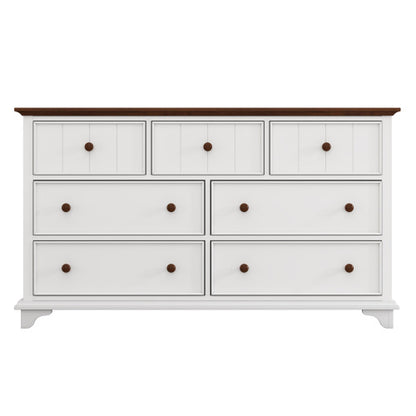US Local Wooden Captain Seven-Drawer Dresser For Bedroom, Living Room, Kids' Room, White Walnut
