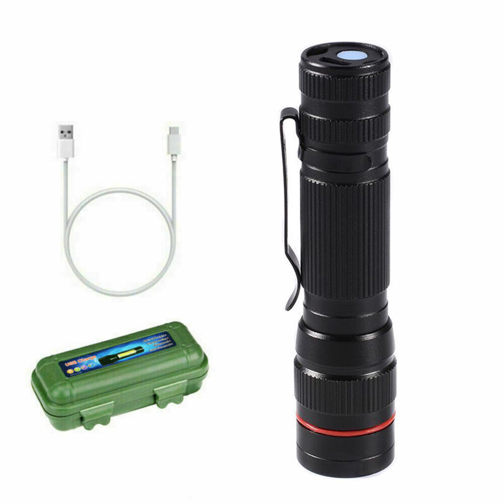 UK Local LED Military Flashlight USB Rechargeable Tactical Zoom Torch Most Powerful Mini Pen Light