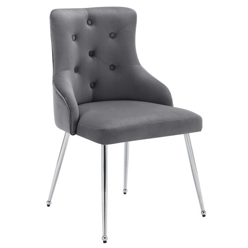 UK Local Button Pattern Dining Chair, Upholstered Armchair, Metal Leg Chairs, Modern Lounge Chair, Bedroom Living Room Chair With Lumbar Cushion, Grey Button Pattern Dining Chair, Upholstered Armchair, Metal L