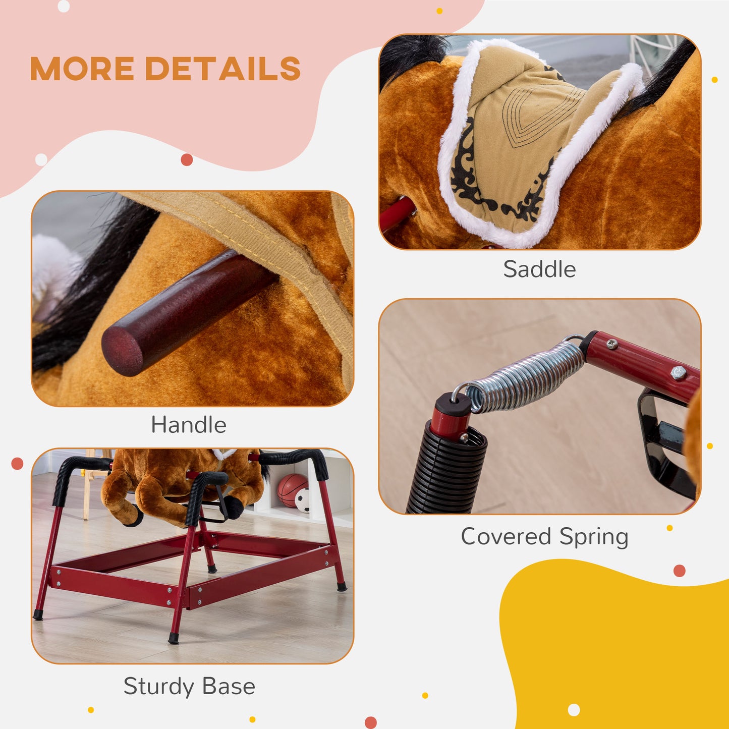 US Local Durable Kids Plush Spring Rocking Horse