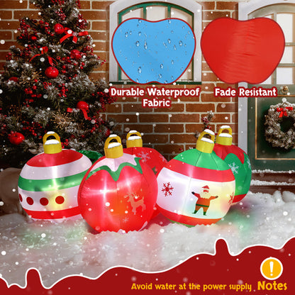 US Local 6.9ft Five Christmas Balls, Five LED Lights, Bundle Pocket, Christmas Inflatable Decoration