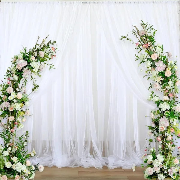 US Local 1PC White Tulle Backdrop Curtain 10ft X 5ft Sheer Chiffon Backdrop Curtain Drapes Elegant Photography Photo Backdrop For Wedding Birthday Bridal Shower Party Decorations